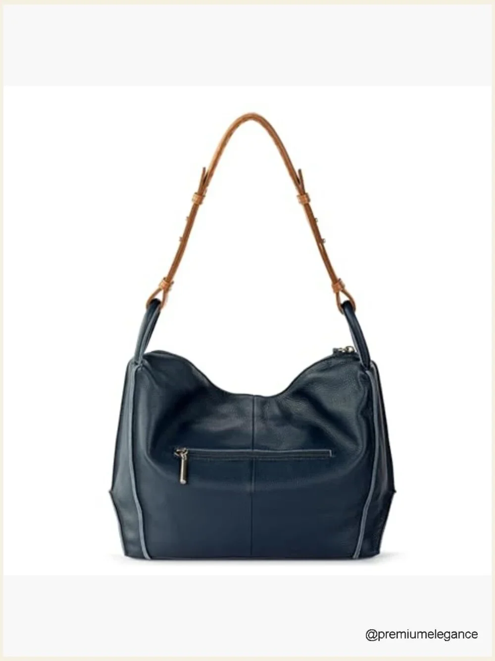 Large Hobo Purse - Premium Leather Handbag with Zipper Pocket